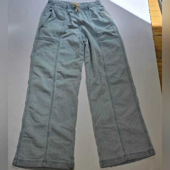 Aerie Pale Blue Cotton Drawstring Wide Leg Pants - Picture 5 of 11